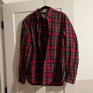 L.L. Bean Red and Green Plaid Casual Shirt Flannel